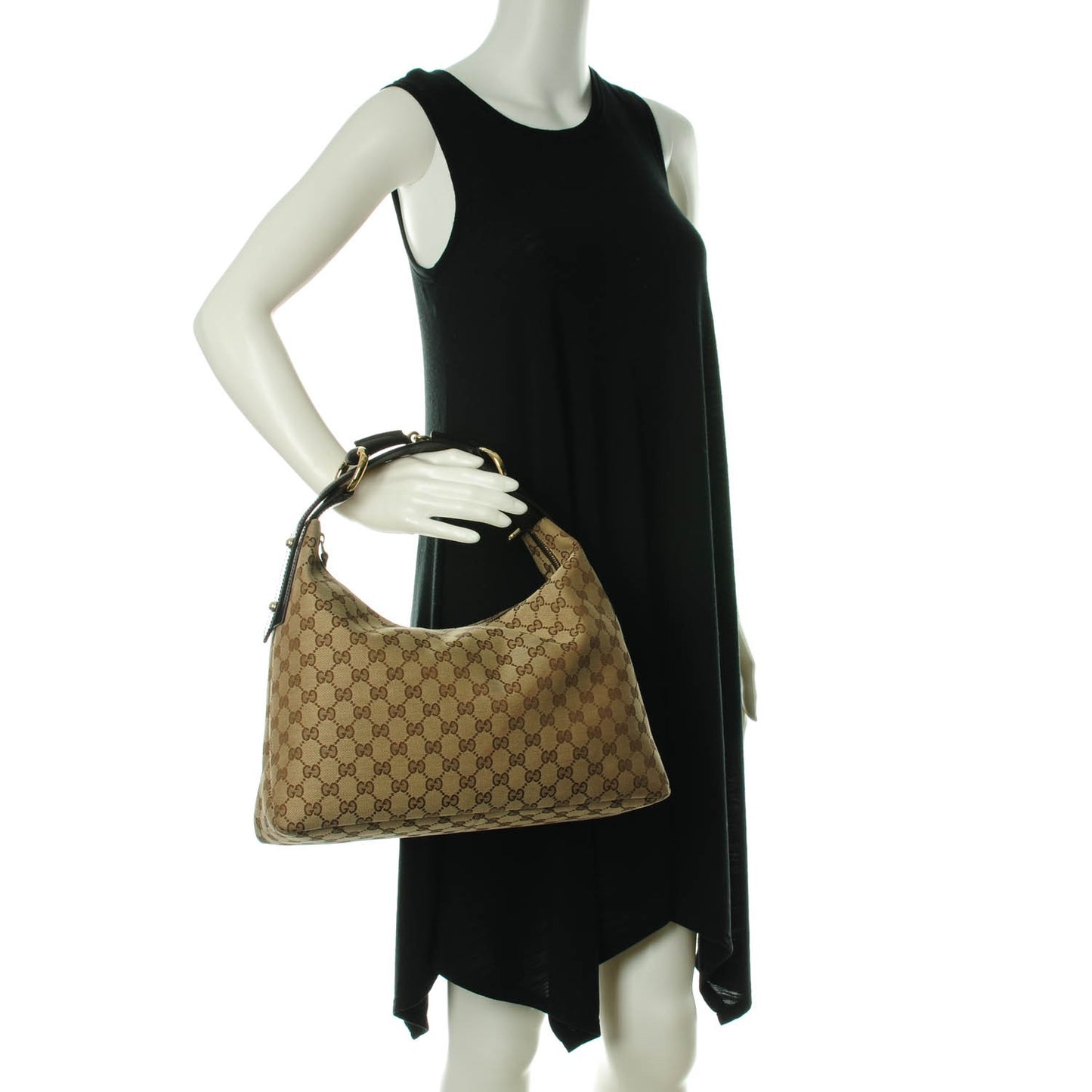 Monogram Medium Horsebit Chain Hobo Dark Brown
