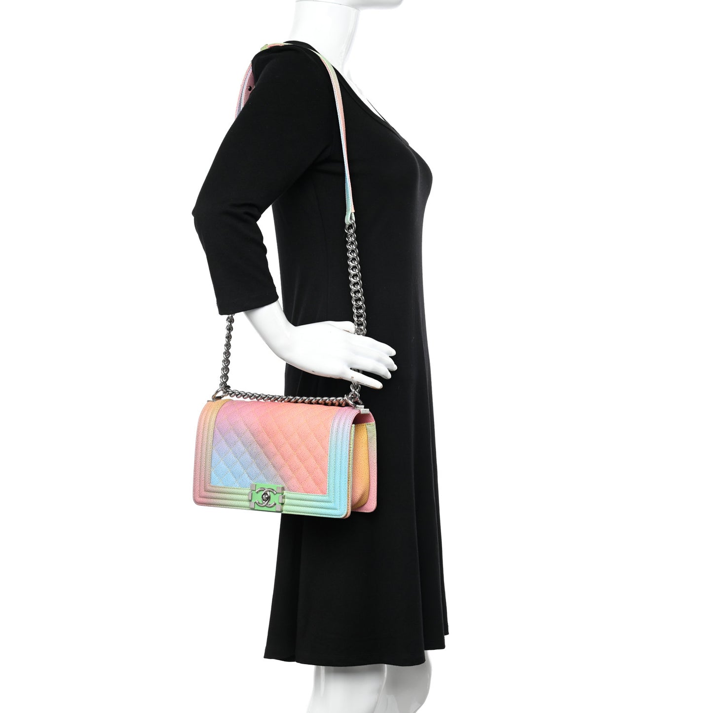 Caviar Quilted Medium Cuba Rainbow Boy Flap Multicolor
