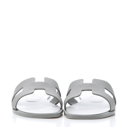 Hermes Epsom Oran Sandals 37.5 Bleu Glacier 2 of 12
