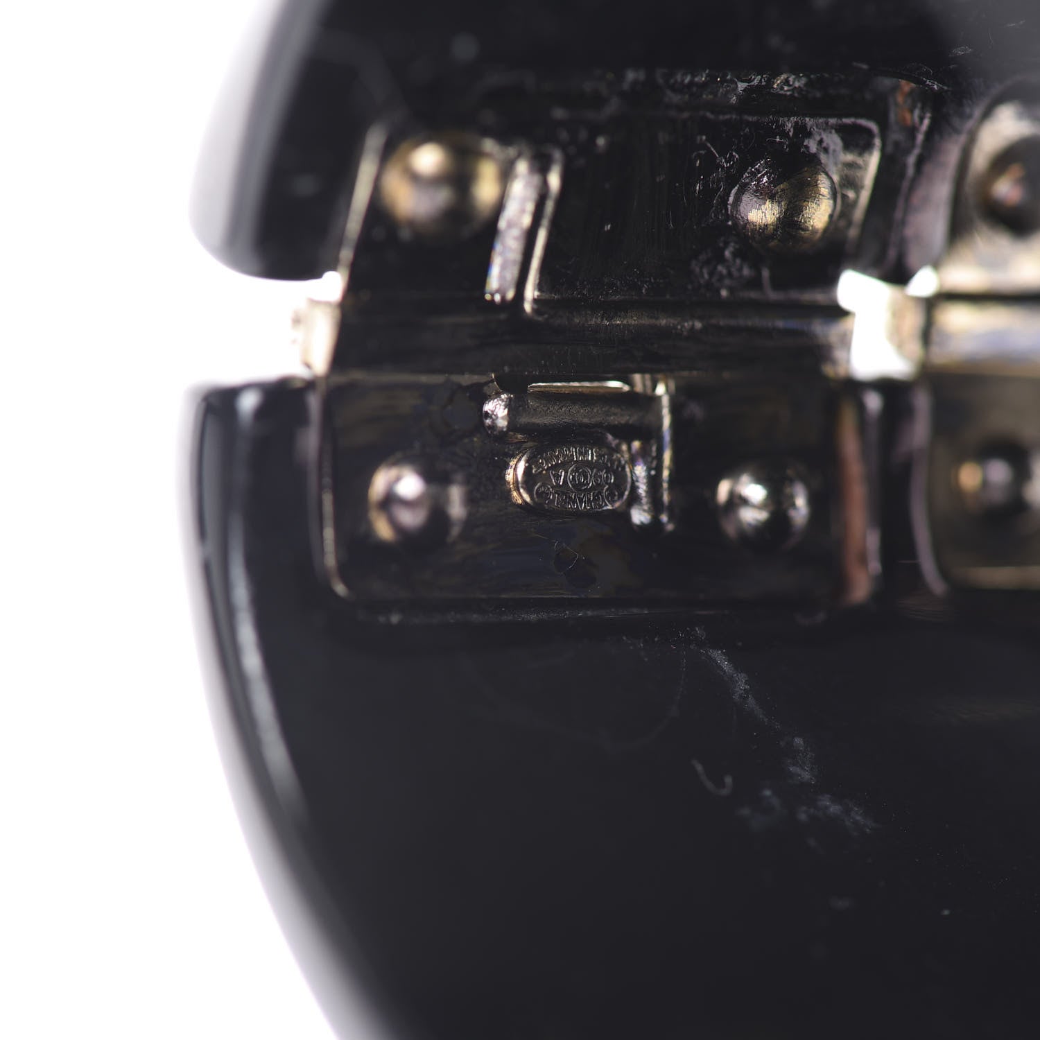 Chanel Resin Crystal Baguette CC Wide Cuff Black 5 of 6