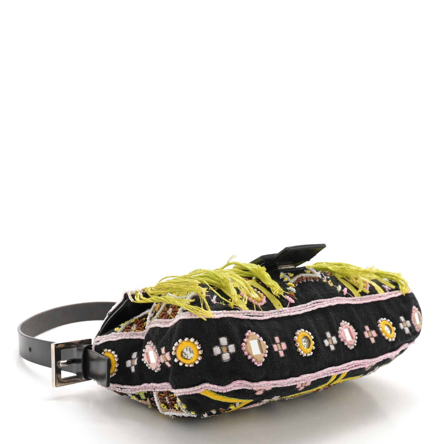 Fendi Satin Beaded Baguette Black Multicolor 4 of 14