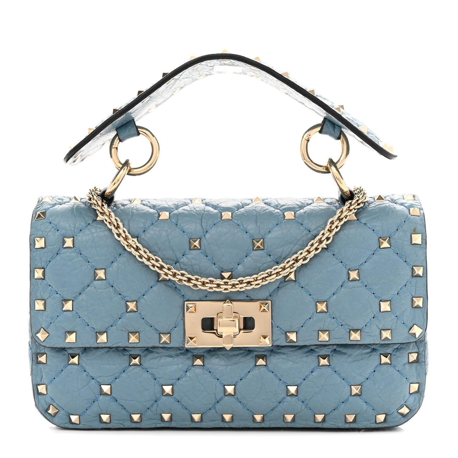Valentino Garavani Nappa Small Rockstud Spike Shoulder Bag Aqua 1 of 12