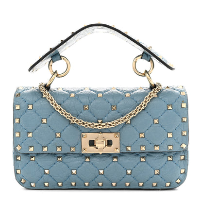 Valentino Garavani Nappa Small Rockstud Spike Shoulder Bag Aqua 1 of 12