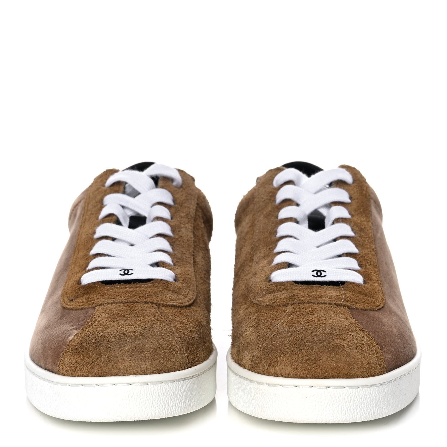 Chanel Suede Calfskin Womens Sneakers 39.5 Dark Beige 2 of 12