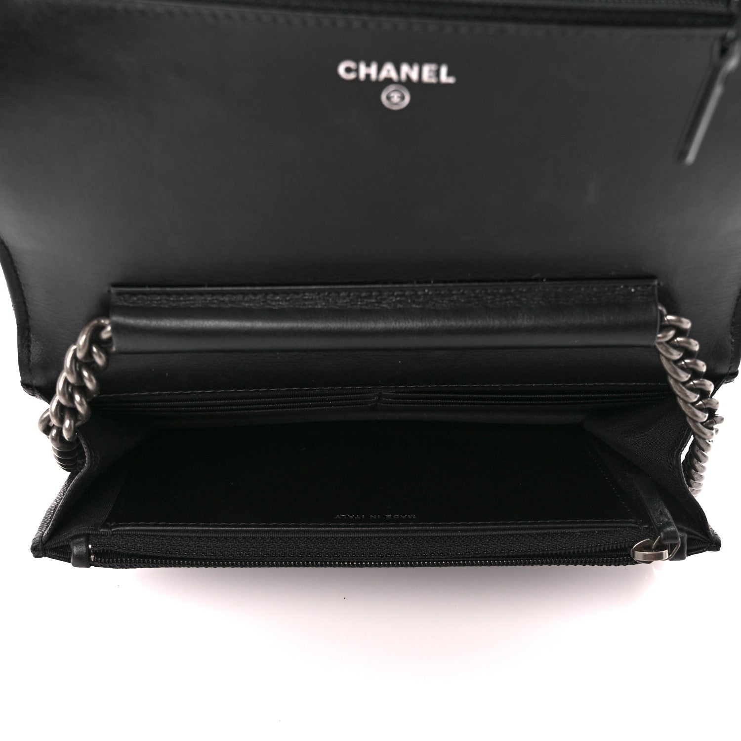 Chanel Caviar Quilted Boy Wallet On Chain WOC Black 6 of 13