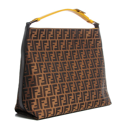 Fendi Zucca Vitello Large Hobo Tobacco Ocra Moro Black 3 of 12