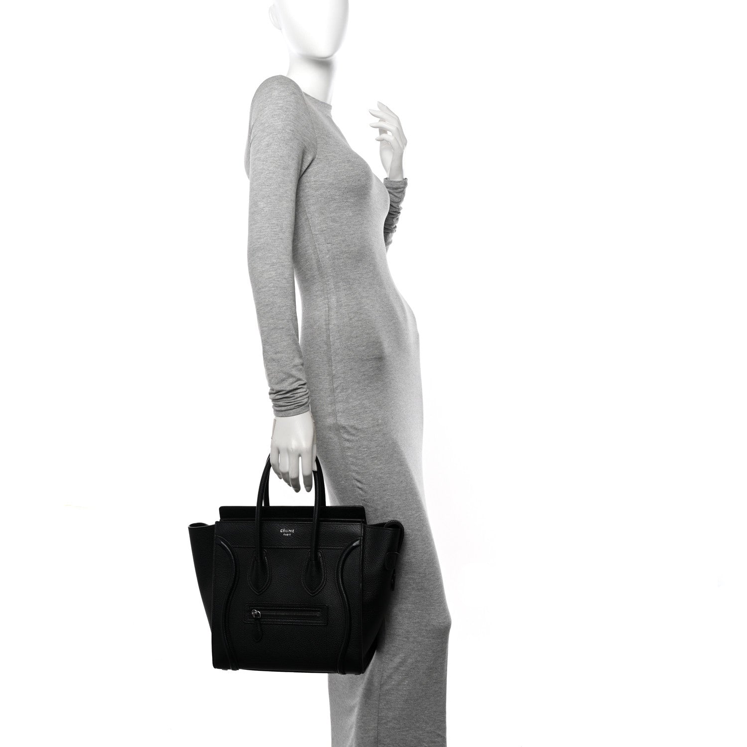 Celine Drummed Calfskin Micro Luggage Black 2 of 14