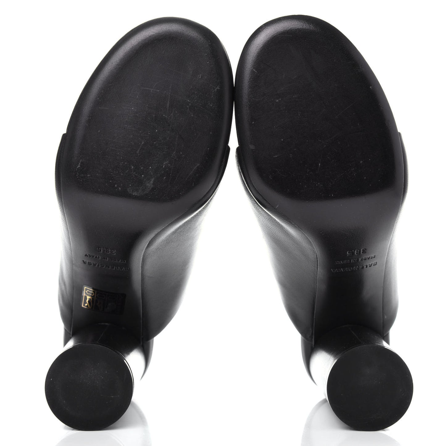 Shiny Sheepskin Oval 90mm Sandals 38.5 Black