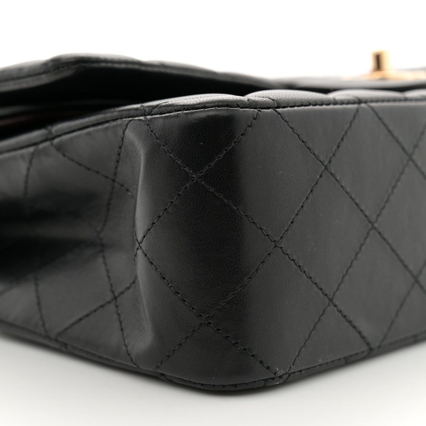 Lambskin Quilted Medium Double Flap Black