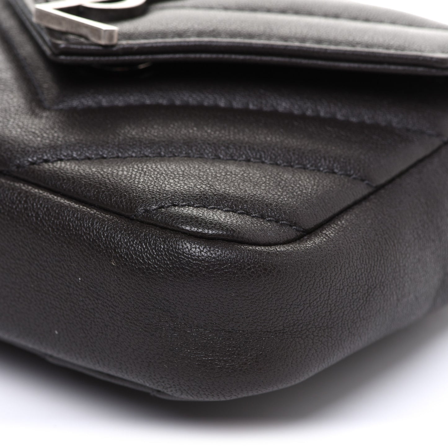 Sheepskin Matelasse Chevron Monogram Mini College Bag Dark Anthracite