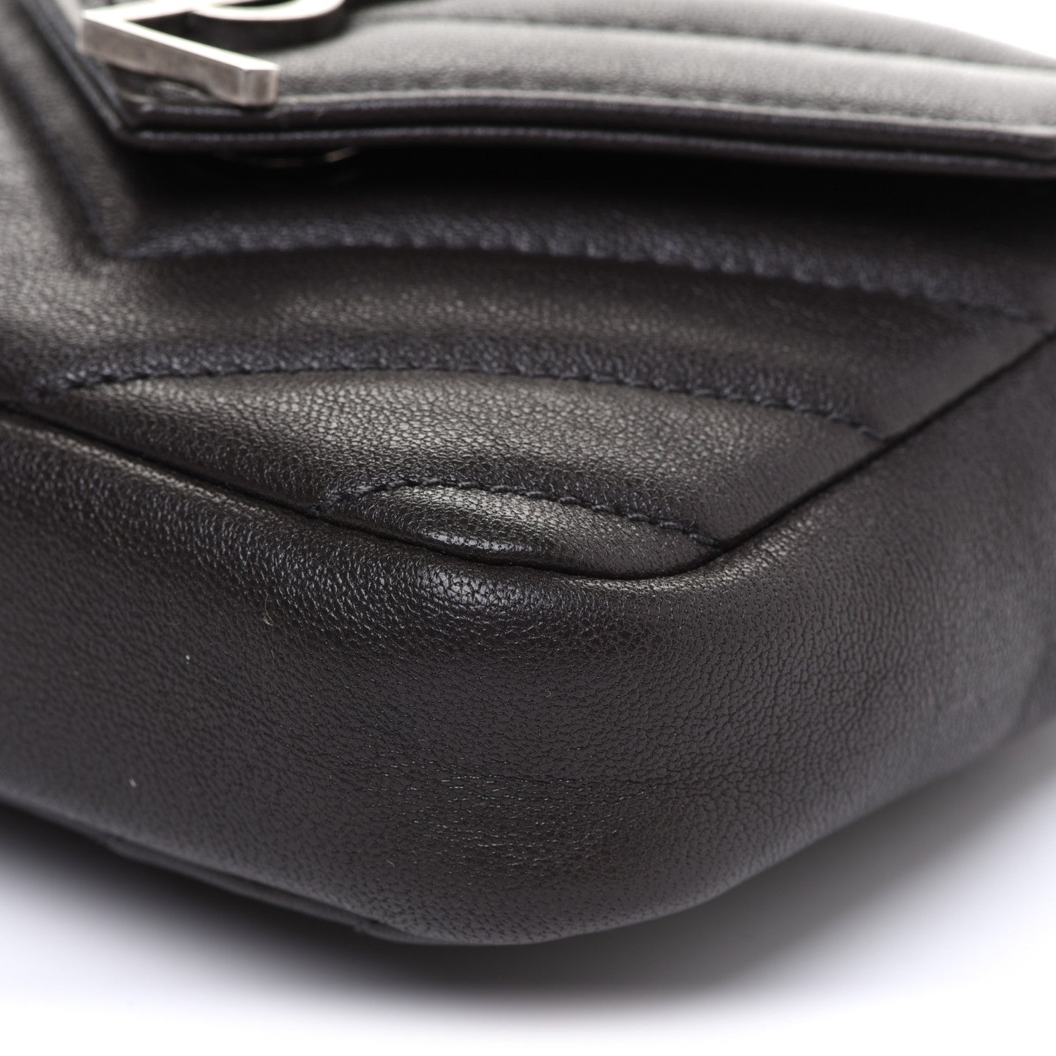 Saint Laurent Sheepskin Matelasse Chevron Monogram Mini College Bag Dark Anthracite 8 of 8