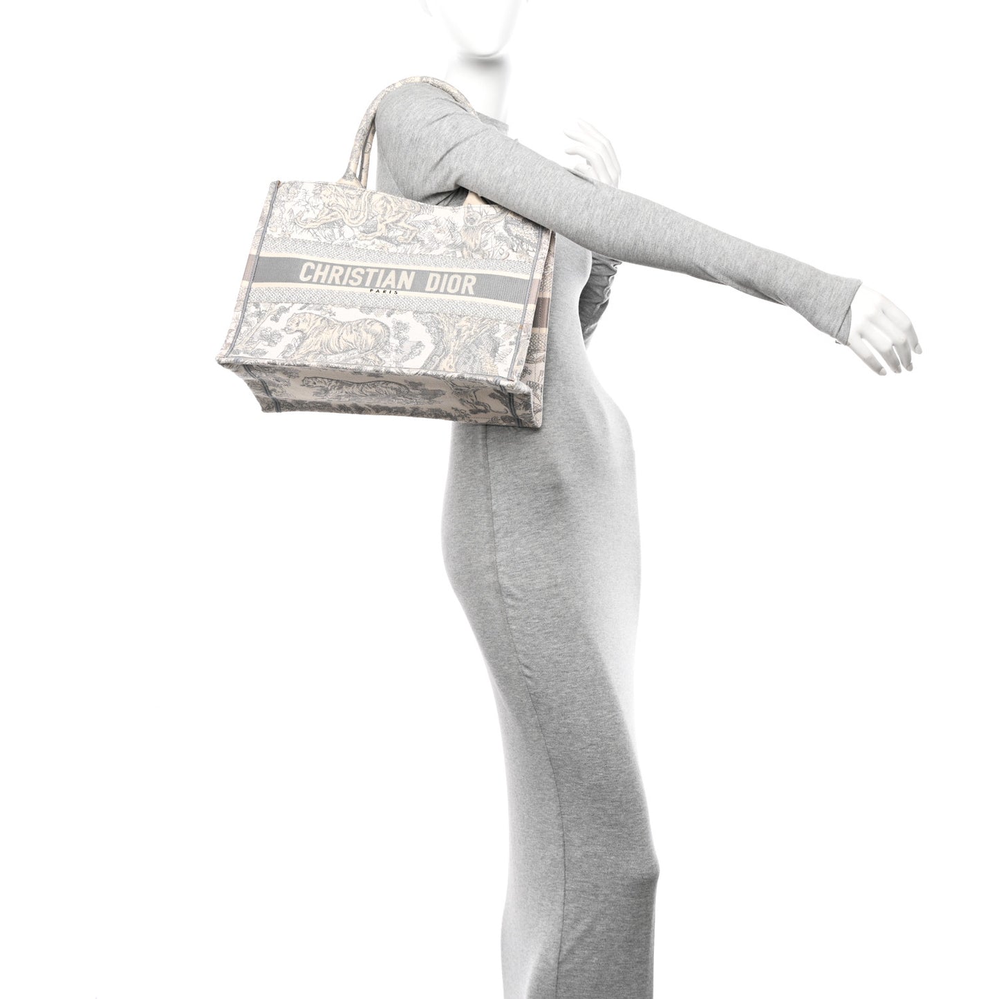 Canvas Embroidered Medium Dioriviera Toile De Jouy Book Tote Gray