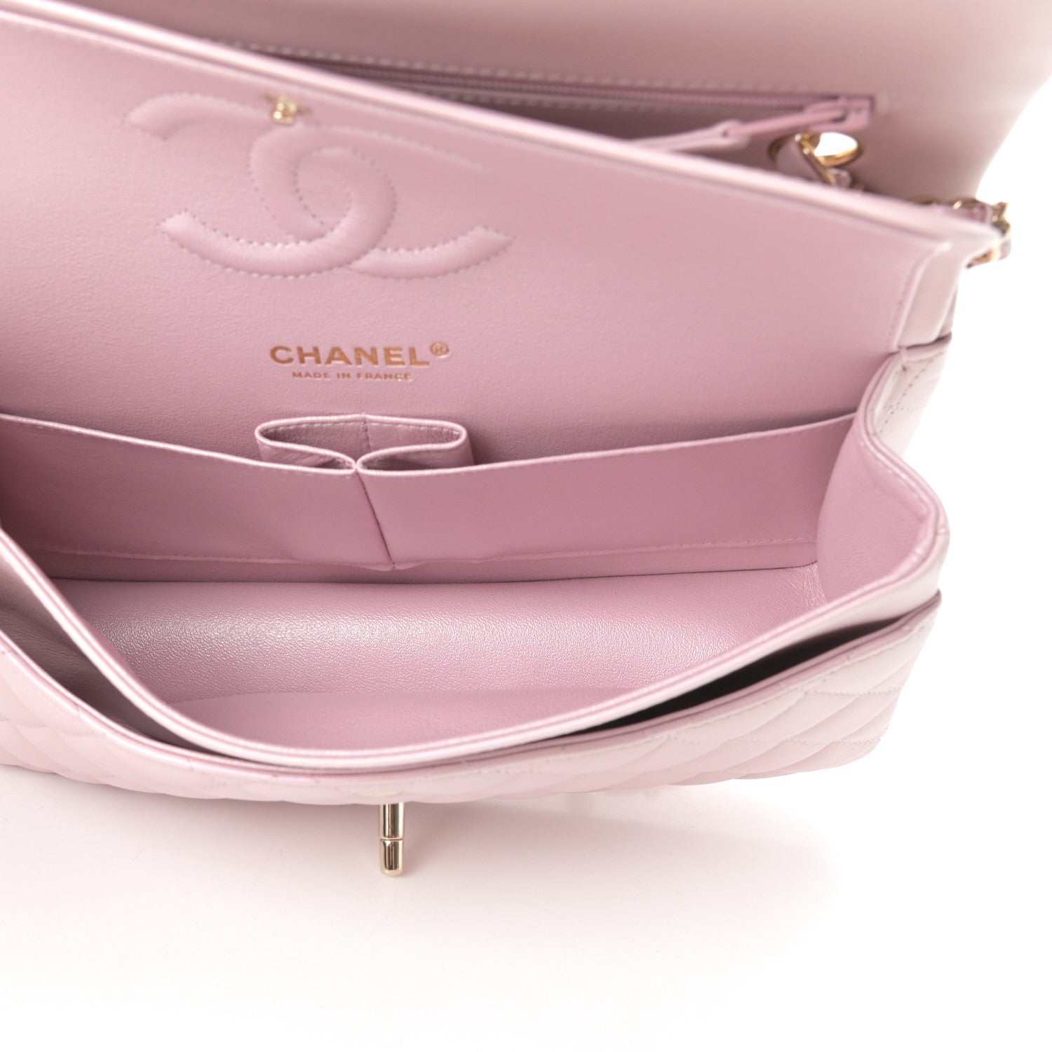 Chanel Iridescent Calfskin Quilted Medium Double Flap Light Pink 5 of 11