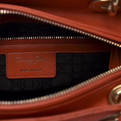 Christian Dior Lambskin Cannage Medium Lady Dior Orange 8 of 17