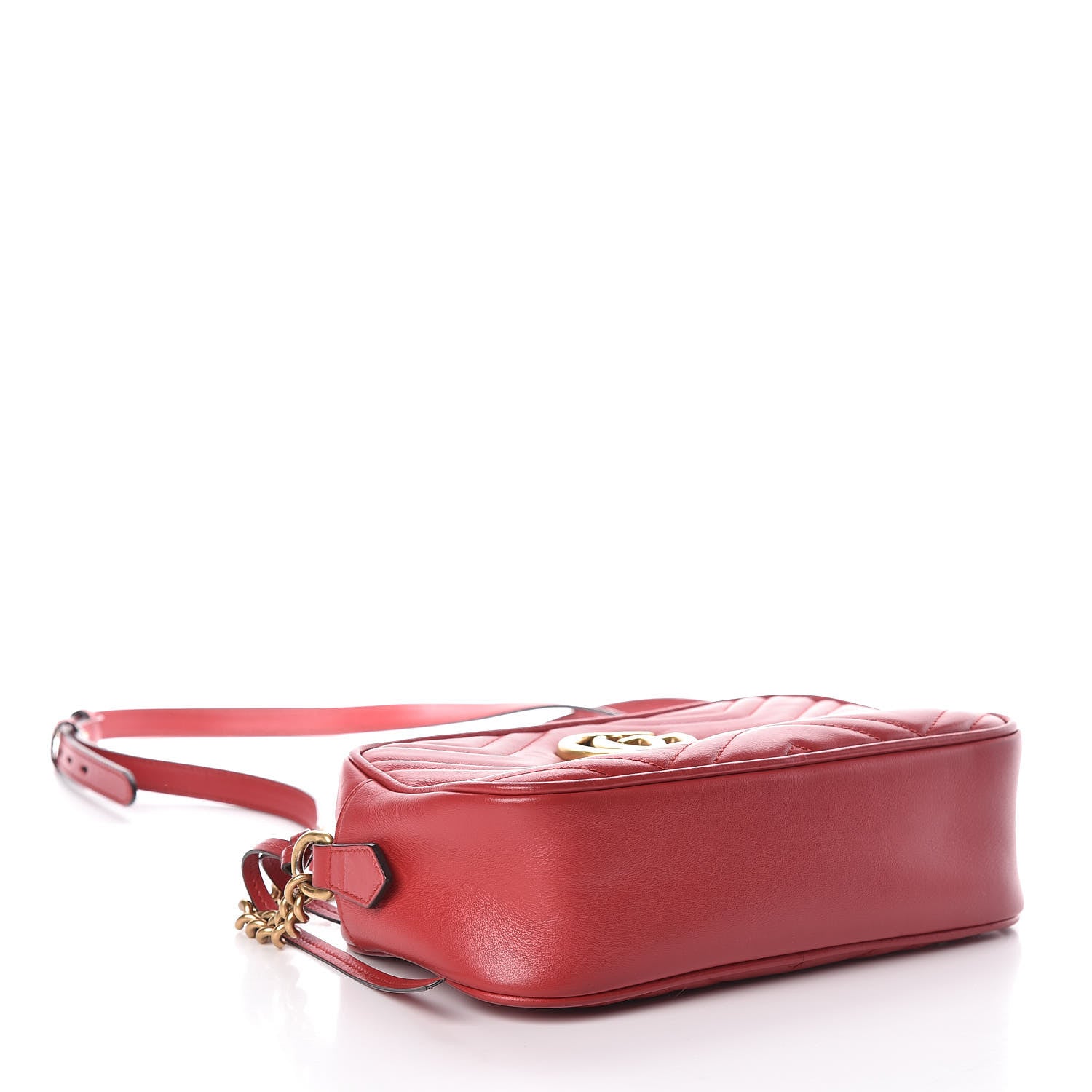 Gucci Calfskin Matelasse Small GG Marmont Chain Shoulder Bag Hibiscus Red 4 of 12