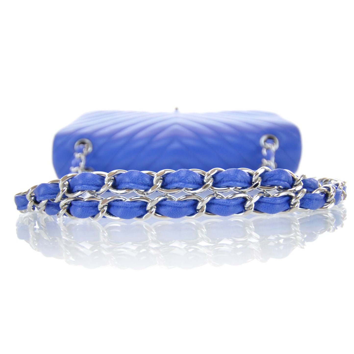 Lambskin Chevron Jumbo Flap Blue Roi