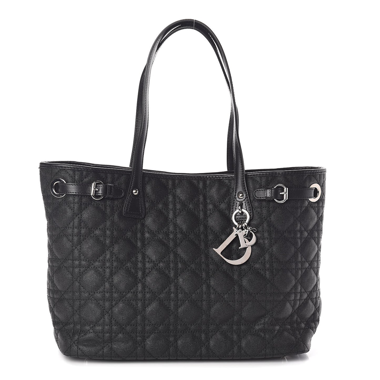 Coated Canvas Cannage Medium Panarea Tote Black
