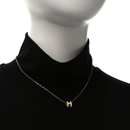 Hermes Lacquered Gold Mini Pop H Pendant Necklace White 2 of 4