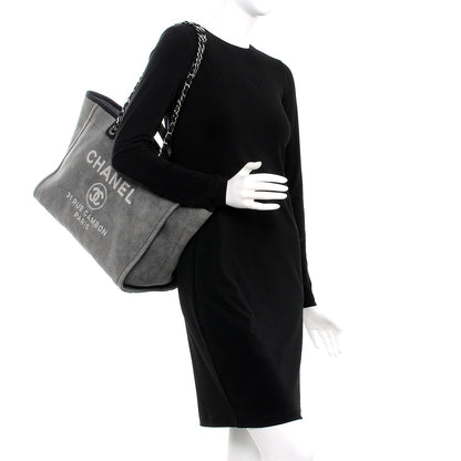 Chanel Canvas Large Deauville Tote Grey 2 of 8