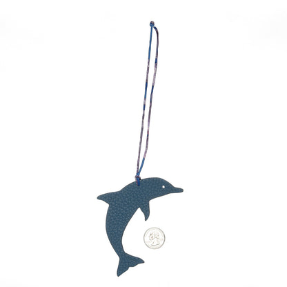 Hermes Epsom Togo Petit H Bag Charm Dolphin Kiwi Blue Jean 2 of 5