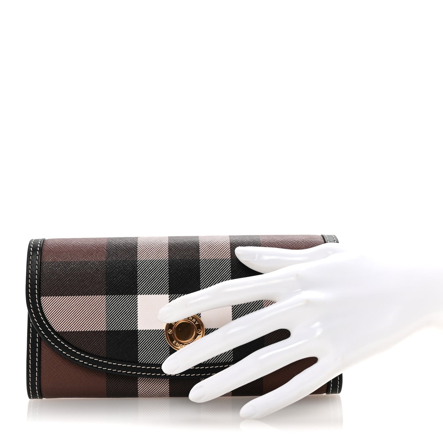 E-Canvas Check Continental Wallet Dark Birch Brown