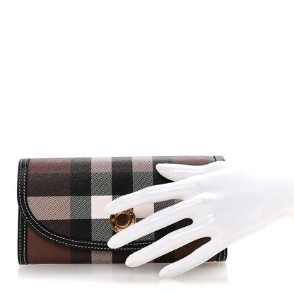 Burberry E-Canvas Check Continental Wallet Dark Birch Brown 2 of 6