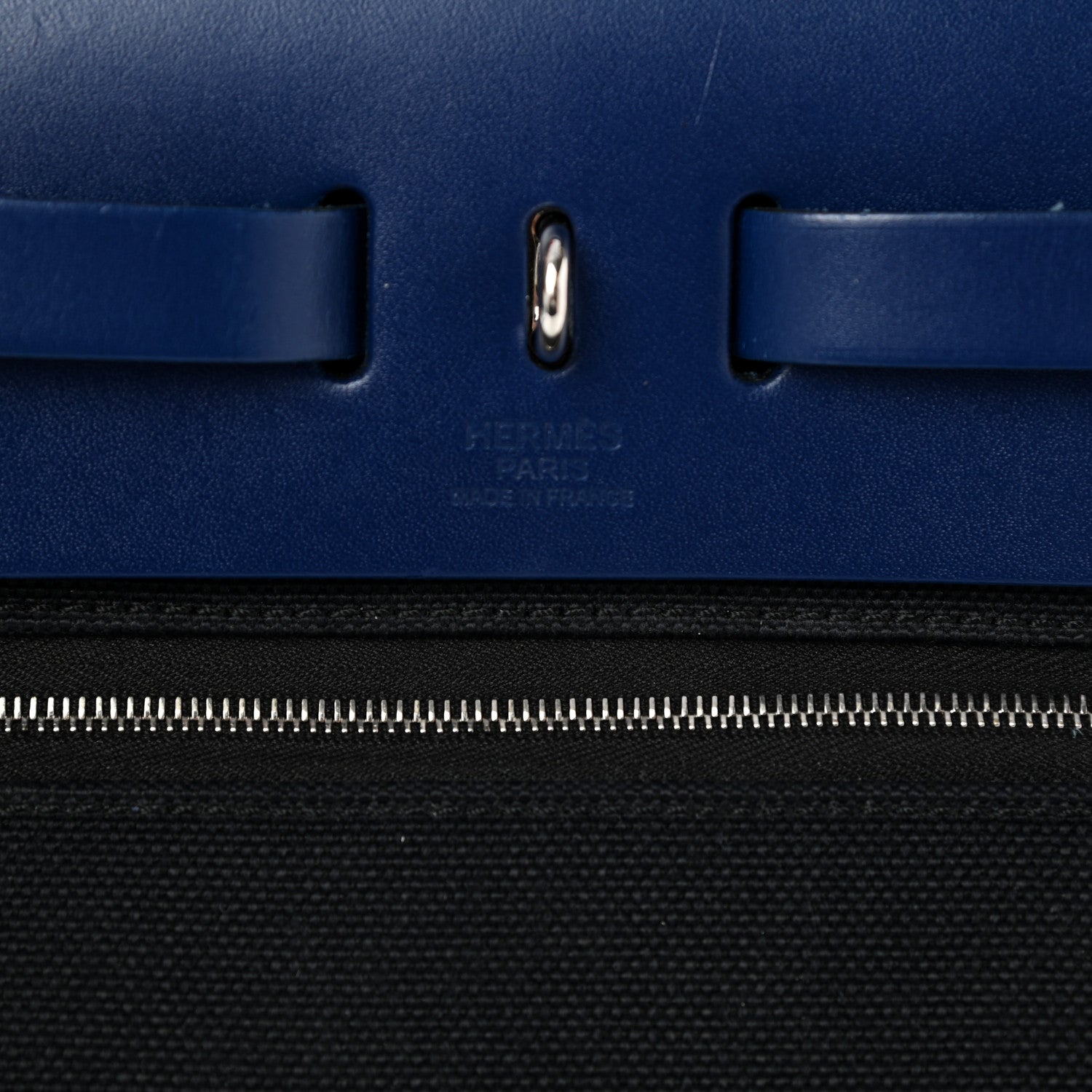 Hermes Military Toile Vache Hunter Laque Herbag Zip Retourne 31 PM Black Bleu Saphir 7 of 10