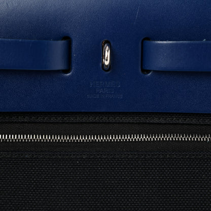Hermes Military Toile Vache Hunter Laque Herbag Zip Retourne 31 PM Black Bleu Saphir 7 of 10