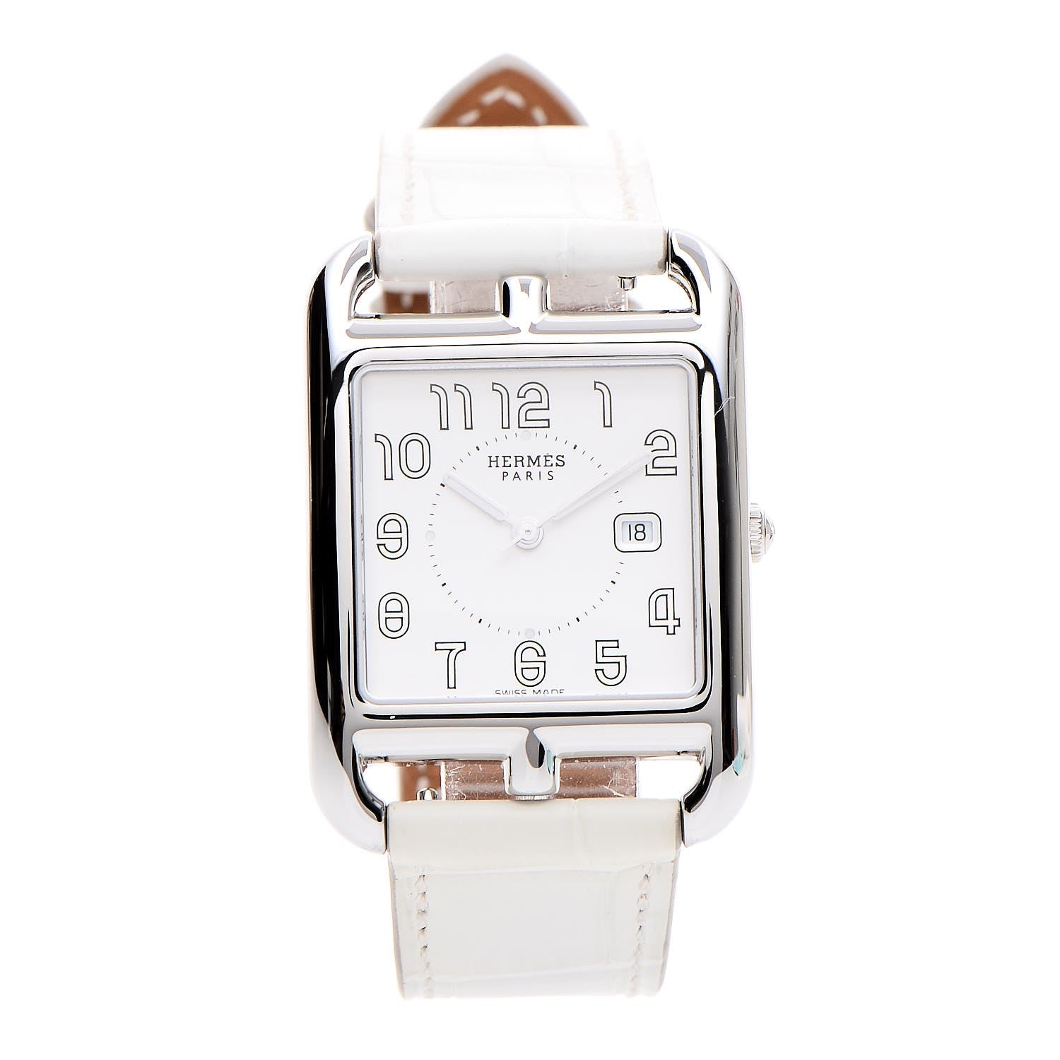 Hermes Stainless Steel Alligator 29mm Cape Cod Quartz Watch Blanc 1 of 8