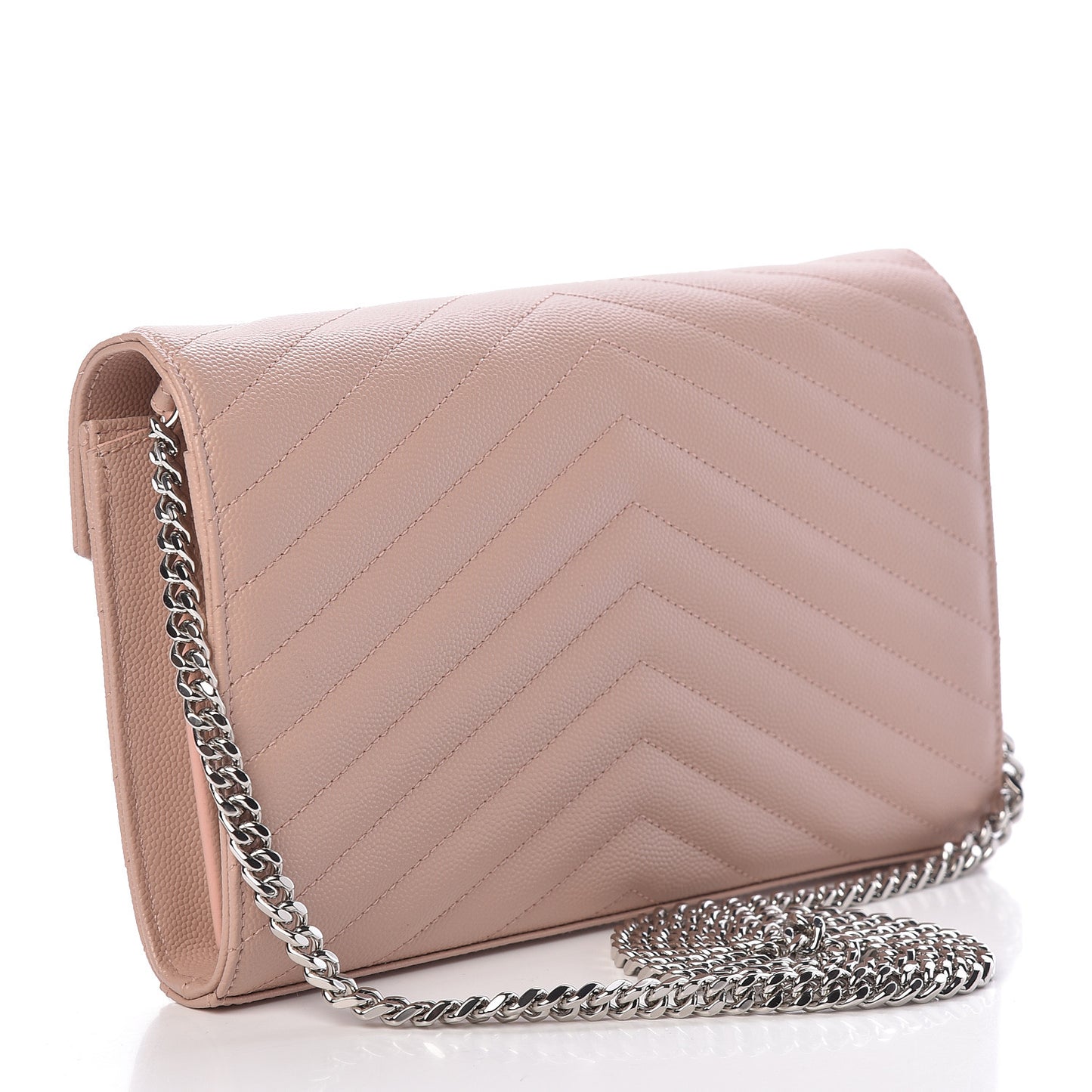 Grain De Poudre Matelasse Chevron Monogram Chain Wallet Rose Antic