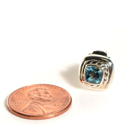 David Yurman Sterling Silver Blue Topaz 5mm Albion Earrings 2 of 6