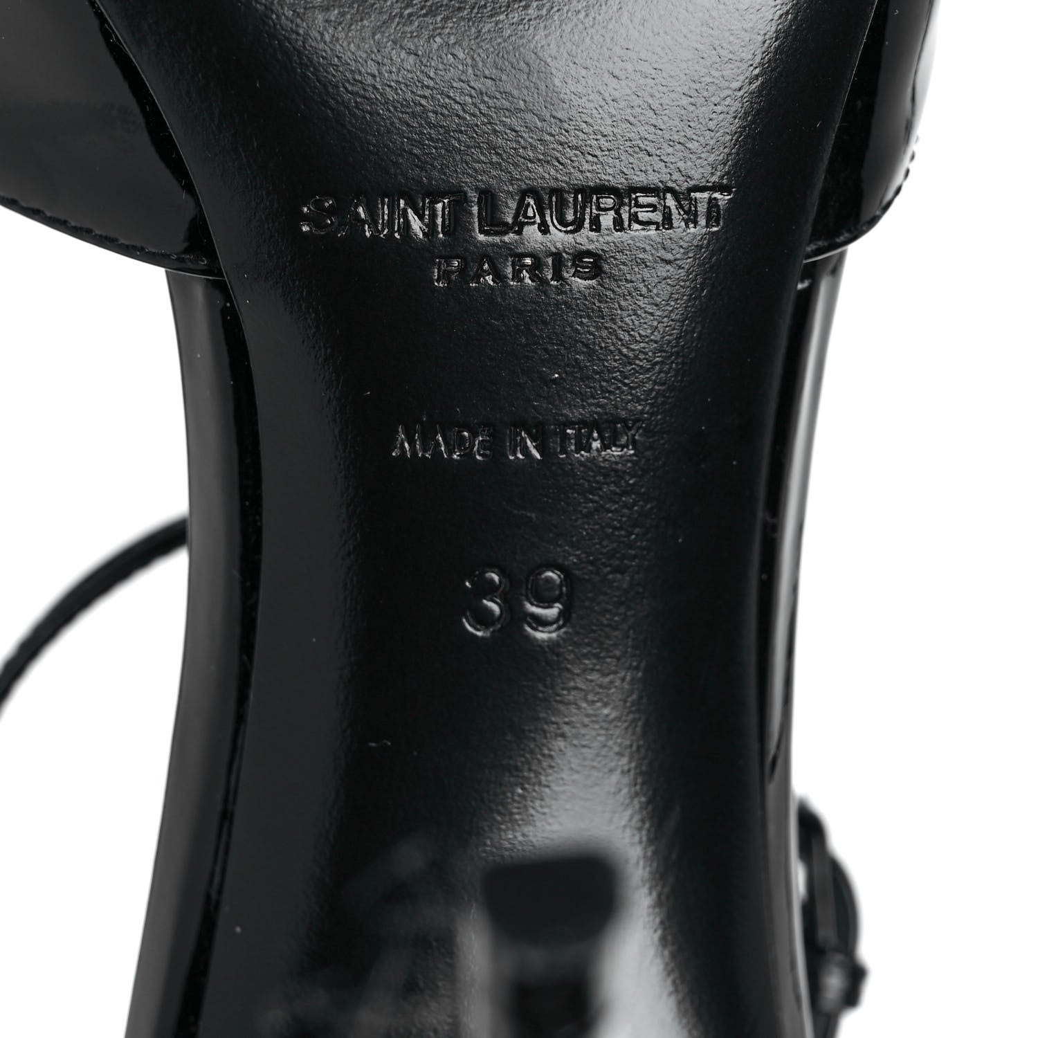 Saint Laurent Patent Calfskin Zoe 105 Ankle Strap Pumps 39 Black 6 of 8