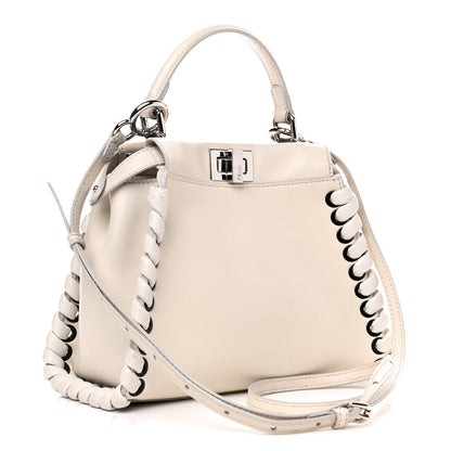 Fendi Nappa Lace Up Mini Peekaboo Iconic Satchel Bianco Carta 2 of 4