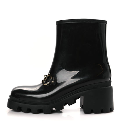 Gucci Rubber Womens Horsebit Ankle Boots 39 Black 1 of 7