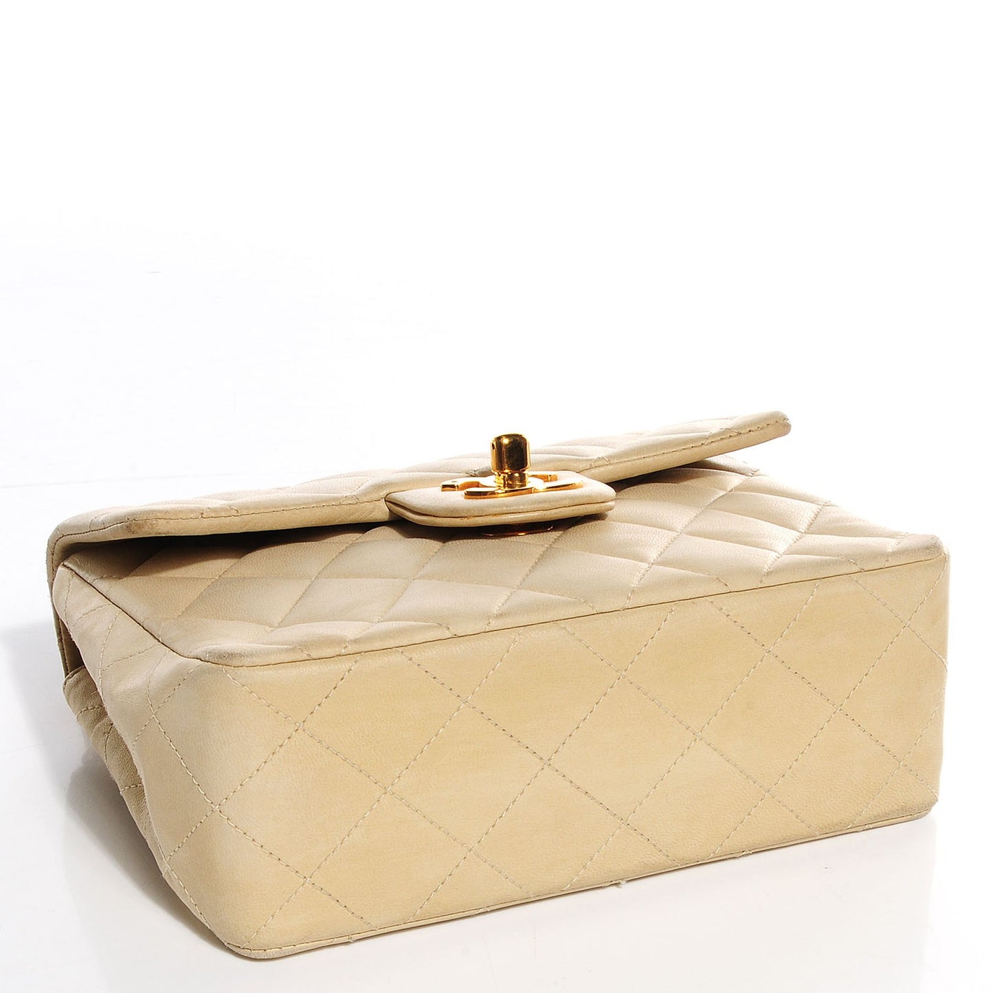 Lambskin Quilted Mini Square Flap Beige Clair