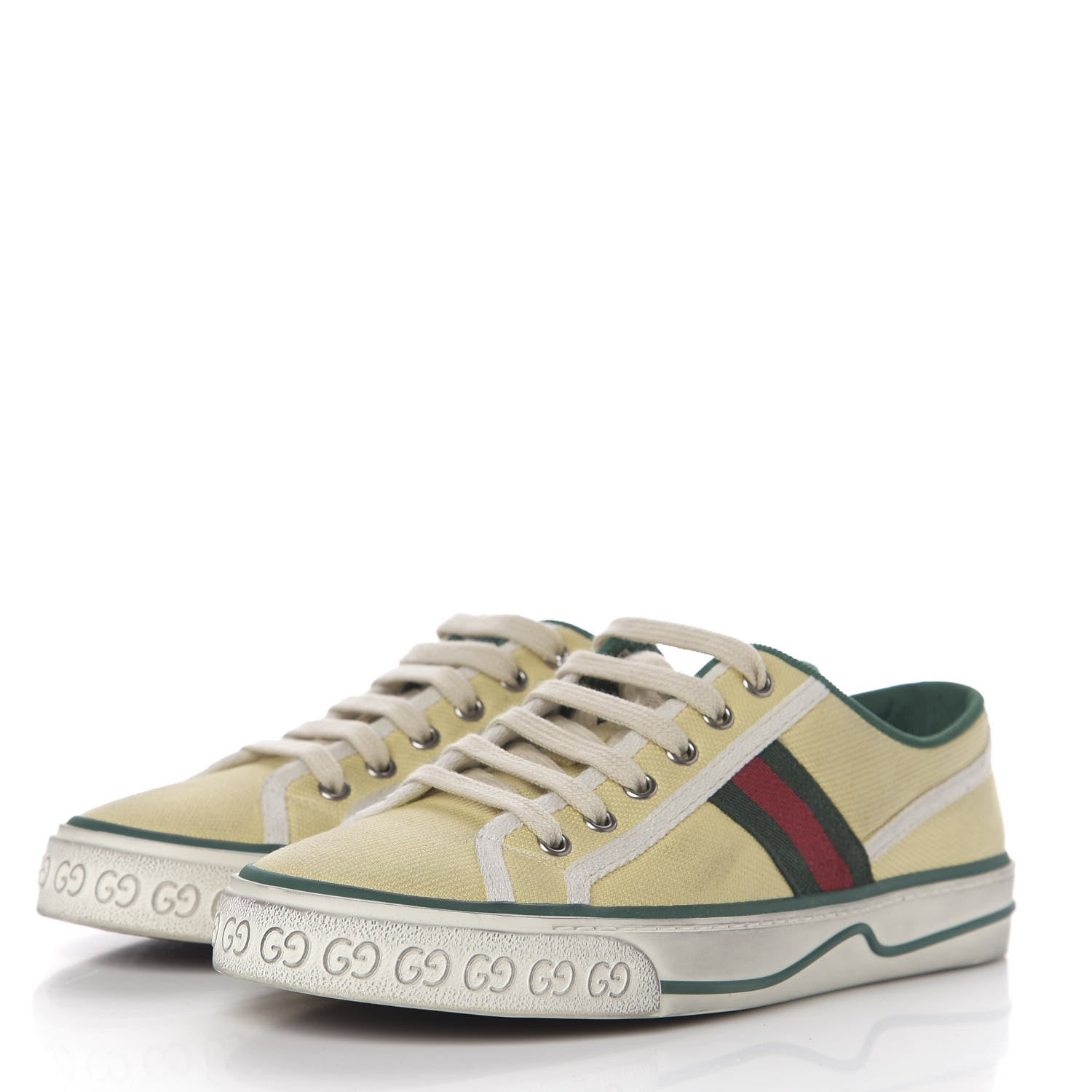 Gucci Canvas Web Womens 1977 Tennis Sneakers 40 Burro Mystic White 3 of 9