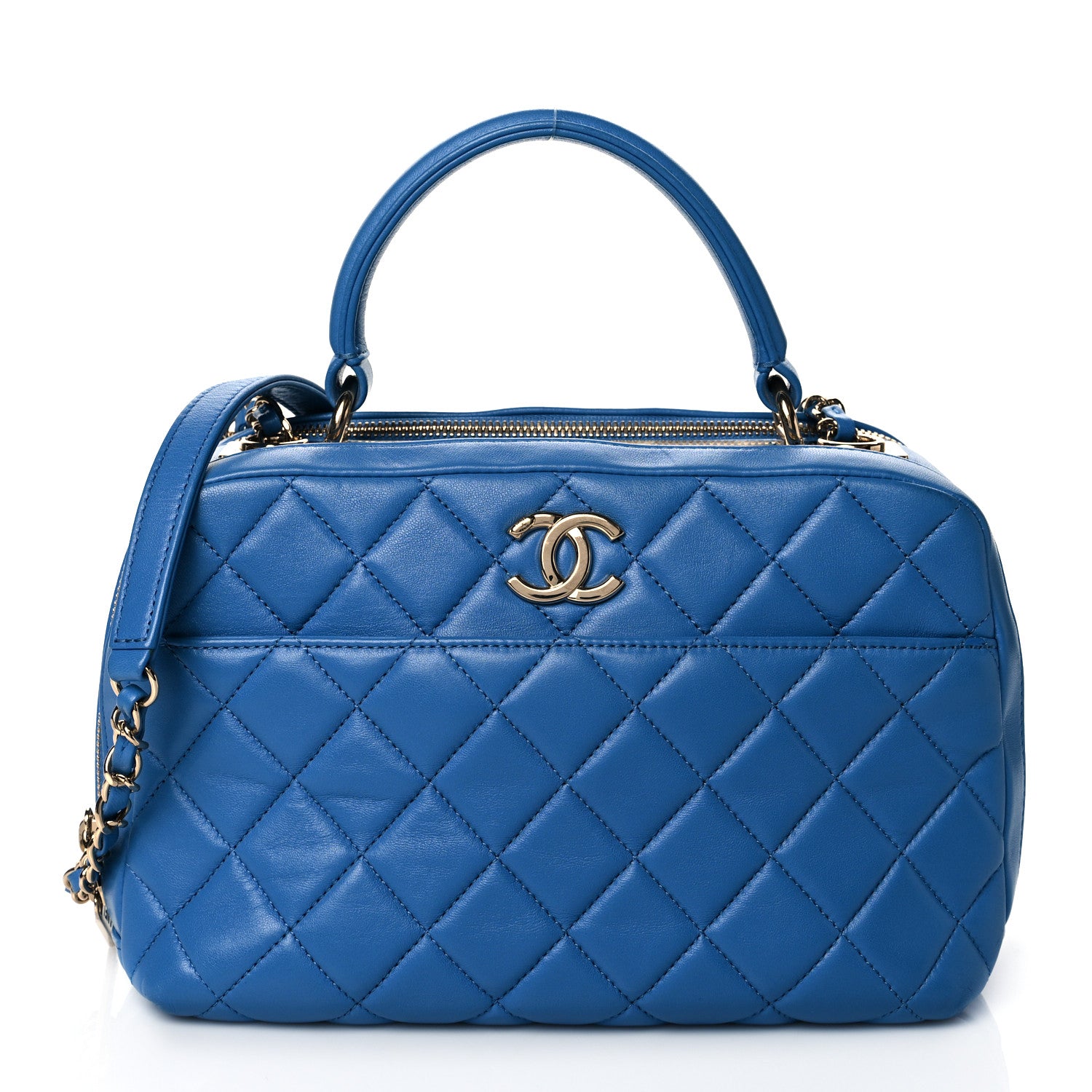 Chanel Lambskin Quilted Medium Trendy CC Bowling Bag Blue 1 of 10