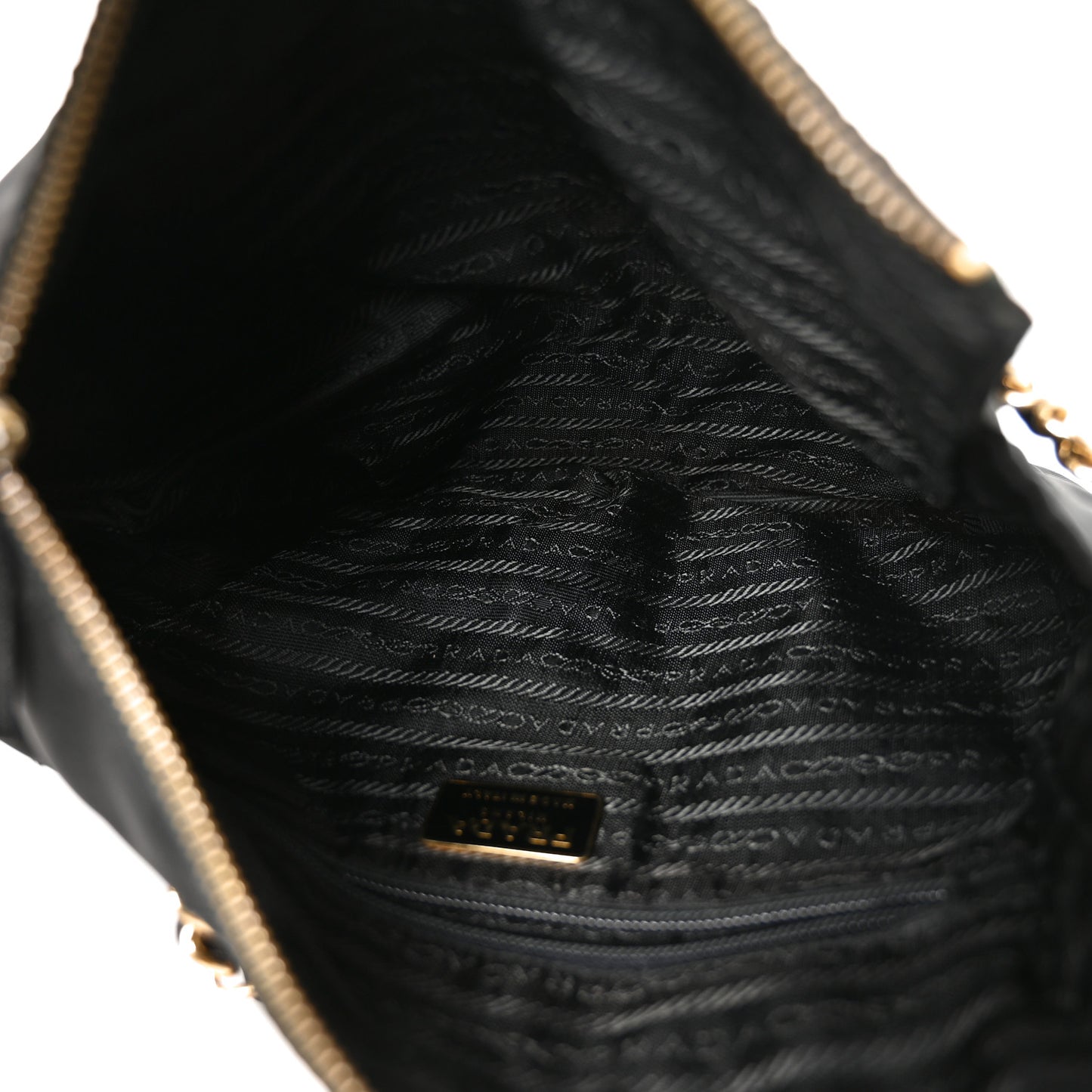 Nylon Tessuto Impuntu Quilted Flap Shoulder Bag Black