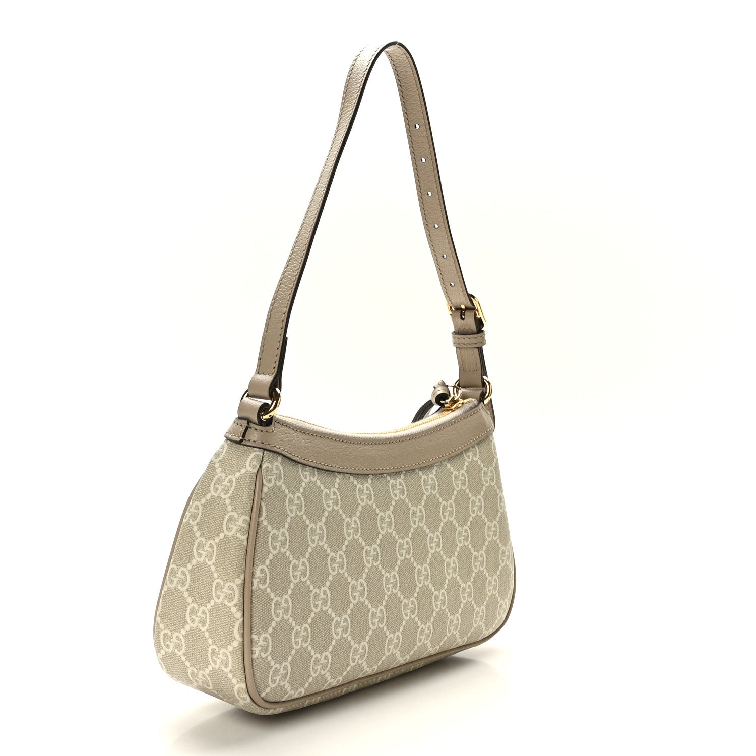 Gucci GG Supreme Monogram Textured Dollar Calfskin Small Ophidia Hobo Beige Mystic White Oatmeal 3 of 10