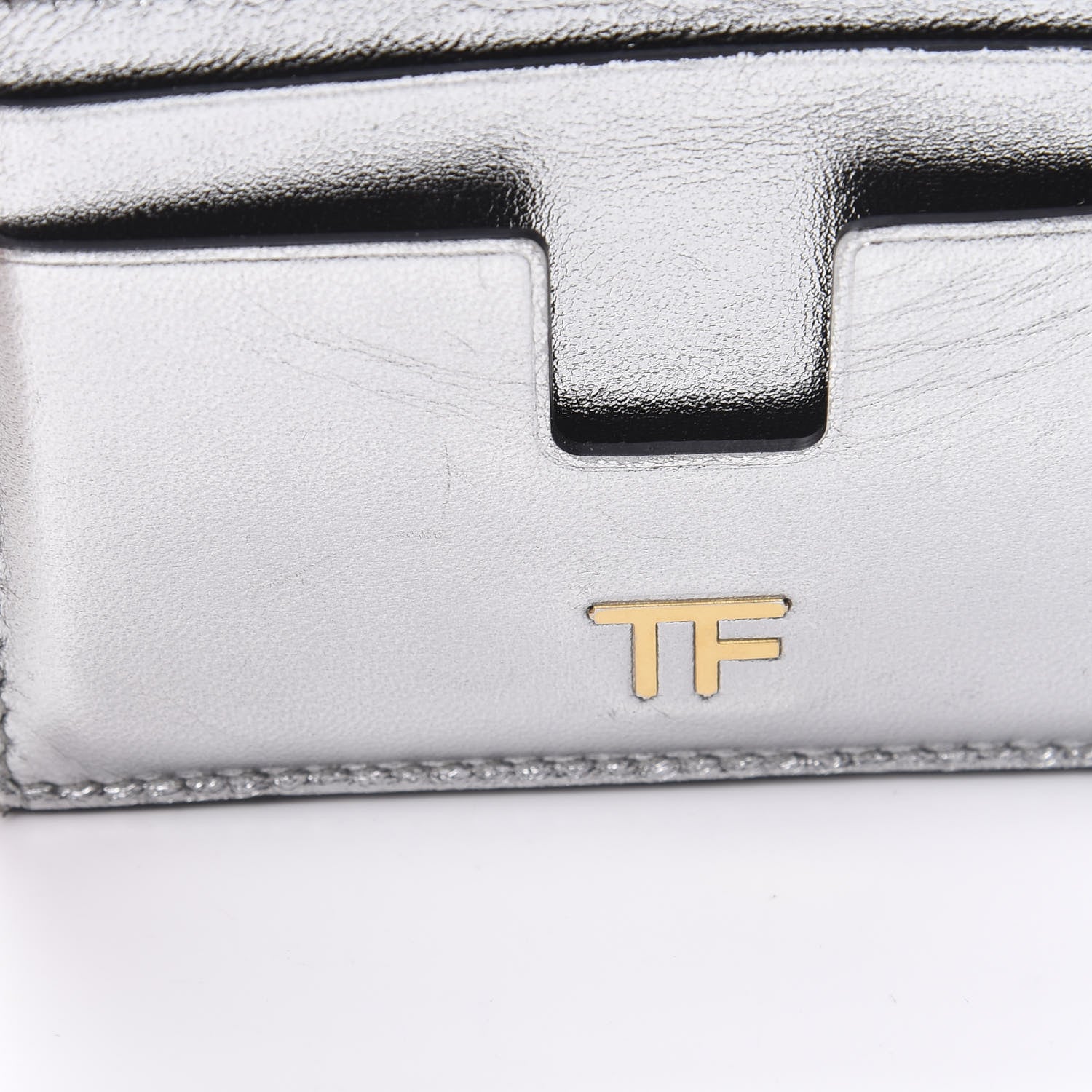 Tom Ford Metallic Calfskin Card Holder Silver 8 of 9