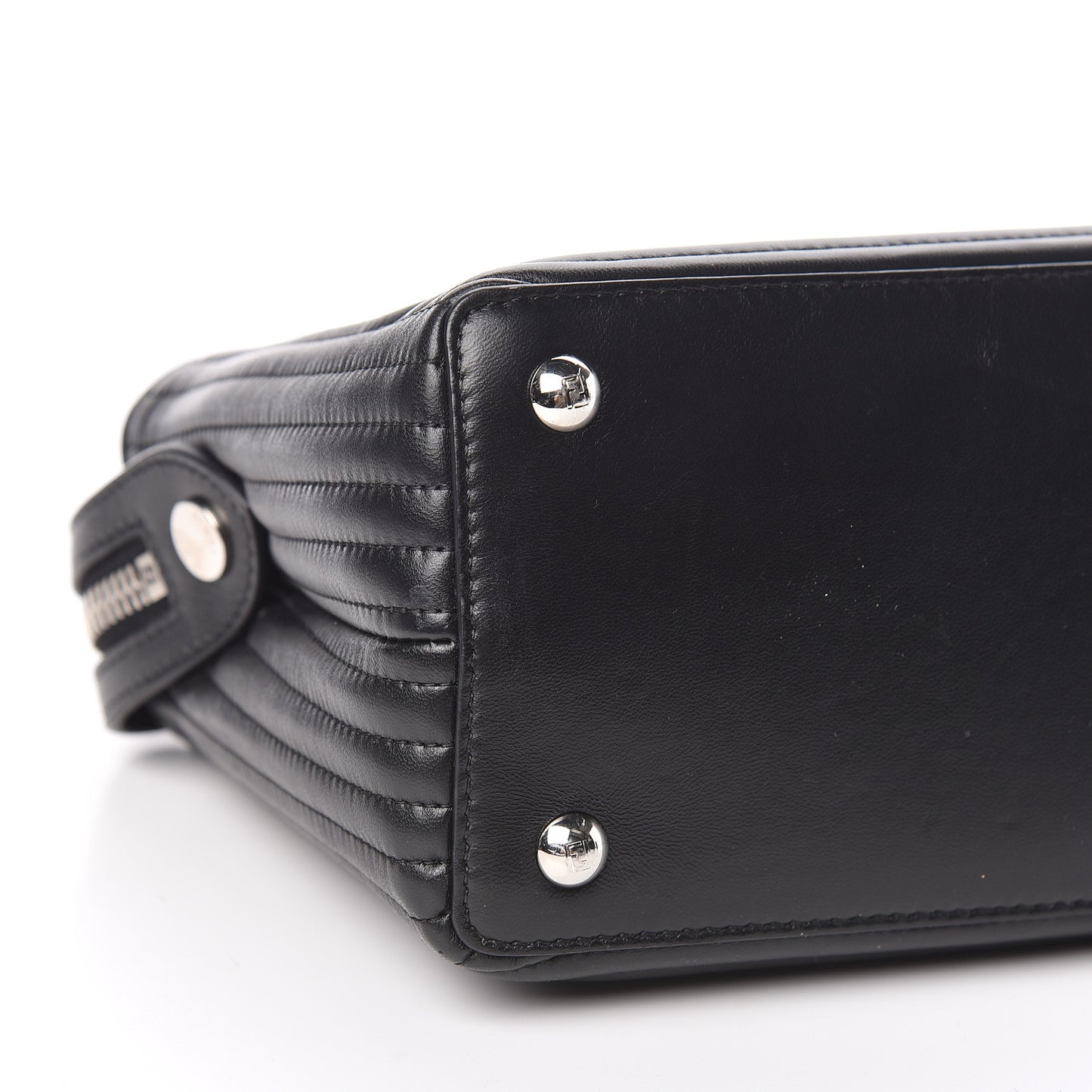 Shiny Nappa Trapuntata Small DotCom Click Chain Satchel Black