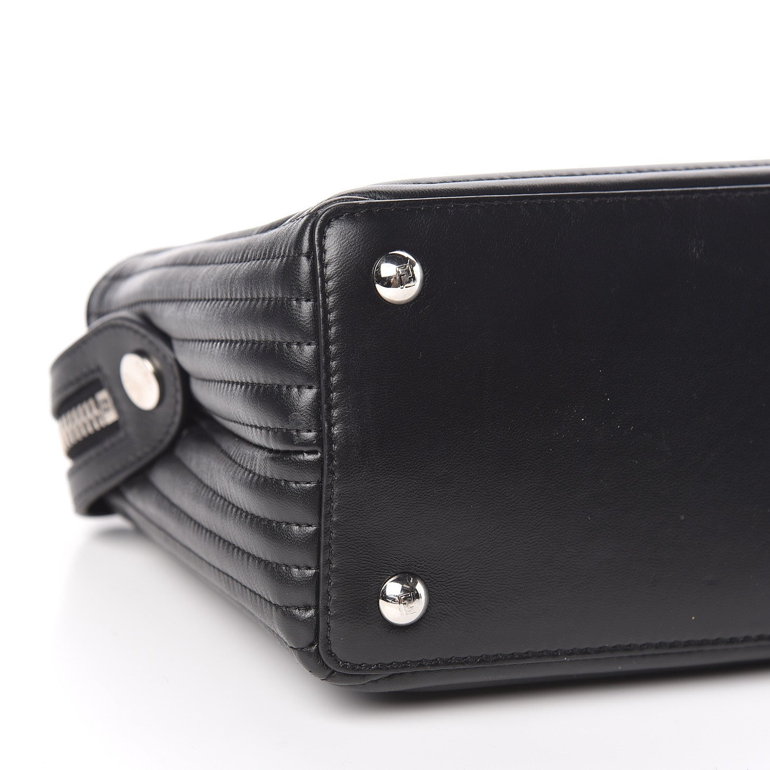 Fendi Shiny Nappa Trapuntata Small DotCom Click Chain Satchel Black 10 of 15