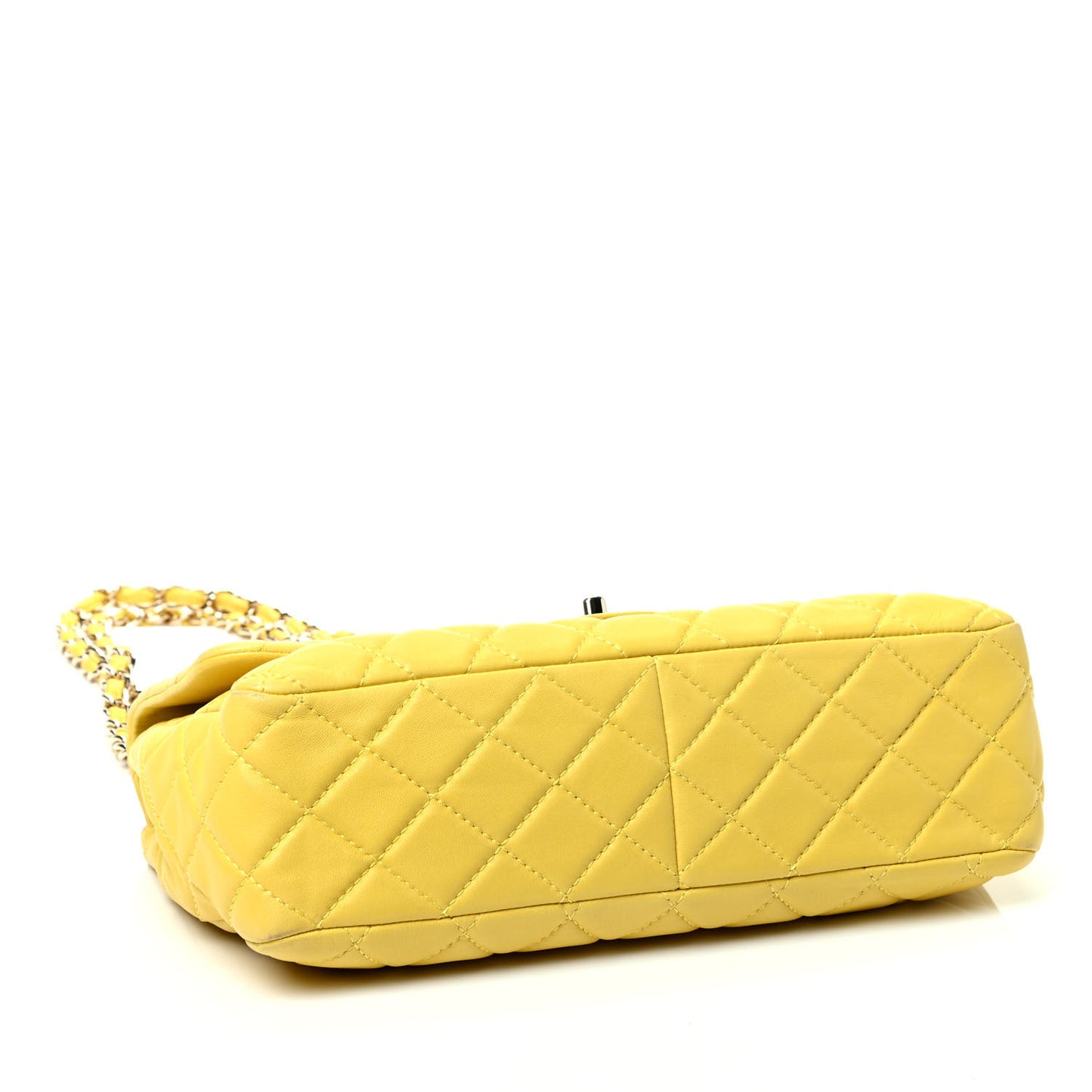 Lambskin Quilted Jumbo Single Flap Yellow