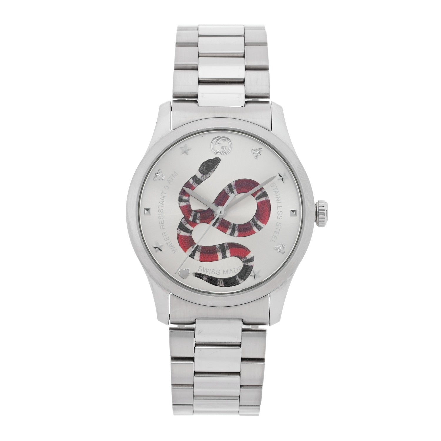 Gucci Stainless Steel 38mm G-Timeless Snake Quartz Watch 1 of 5