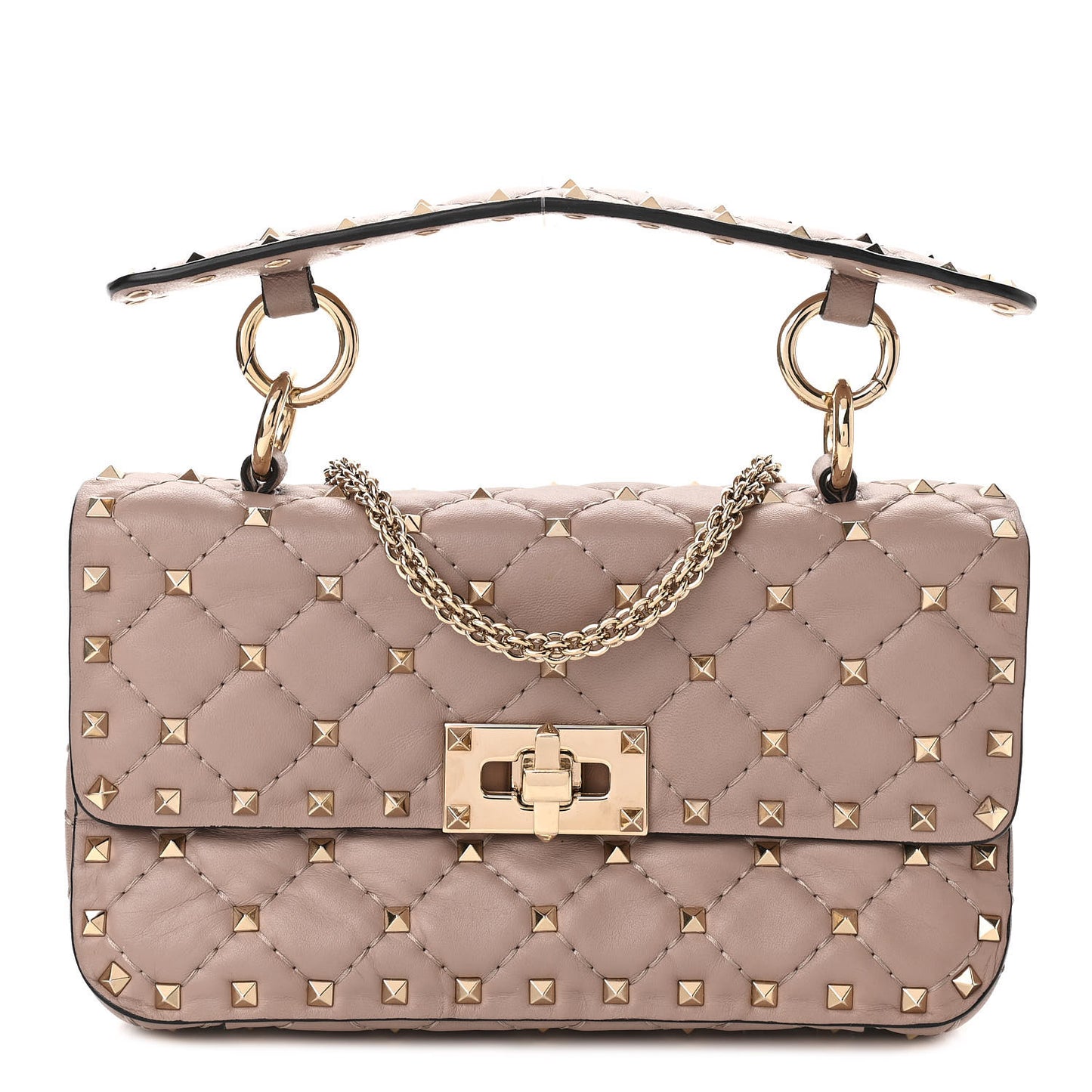 Nappa Small Rockstud Spike Shoulder Bag Poudre