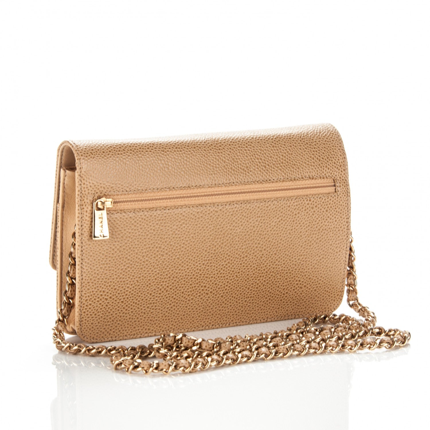 Chanel Caviar Timeless CC Wallet On Chain WOC Beige 3 of 9