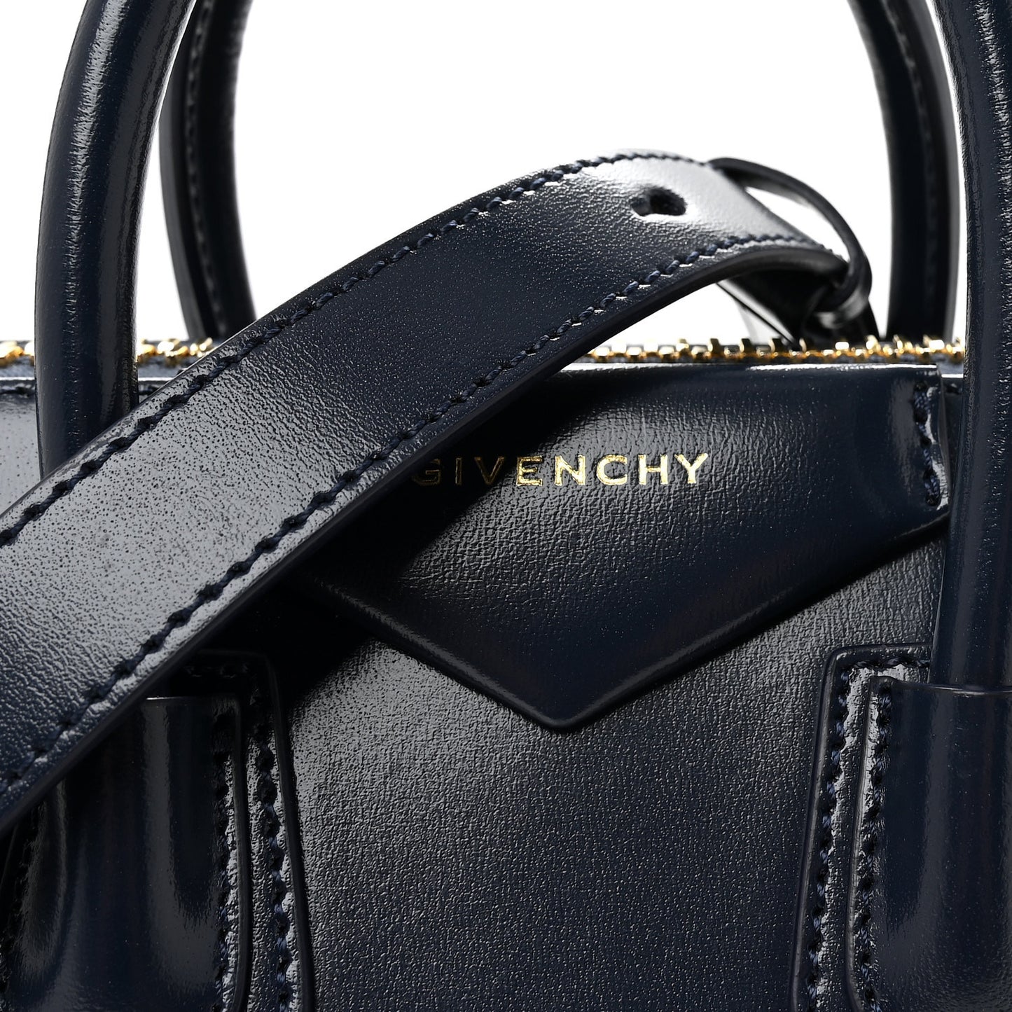 Shiny Lord Calfskin Mini Antigona Navy