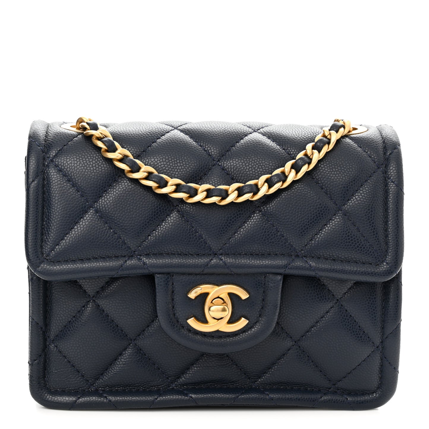 Caviar Quilted Mini Sweet Classic Flap Navy Blue
