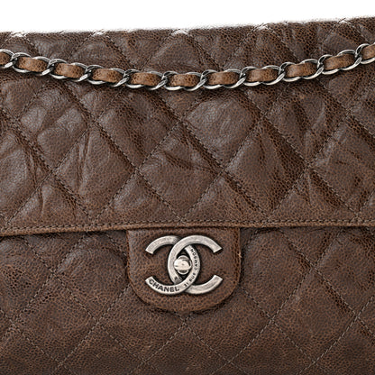 Chanel Crumpled Grained Calfskin Jumbo CC Crave Flap Brown 8 of 12
