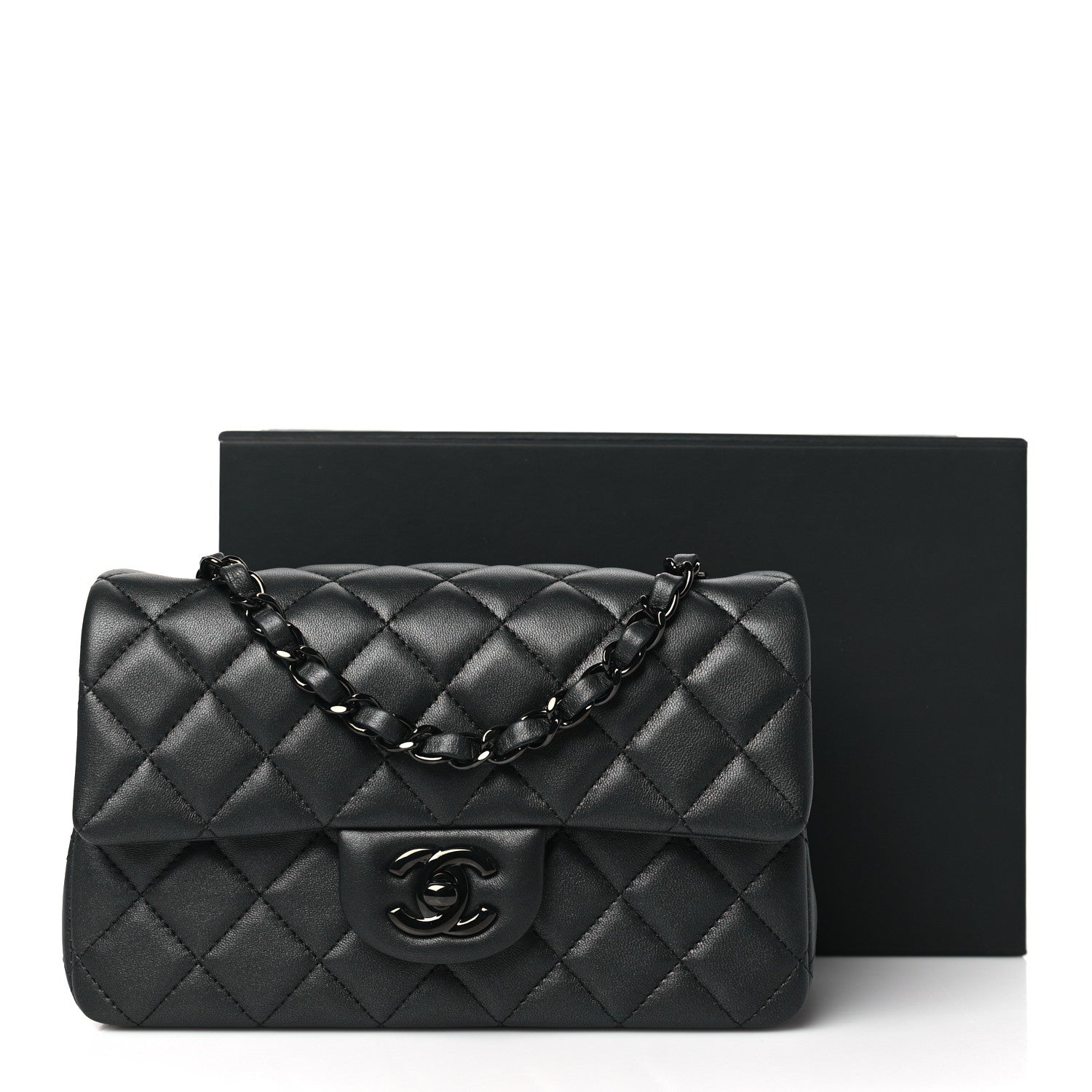 Chanel Lambskin Quilted Mini Rectangular Flap So Black 11 of 11